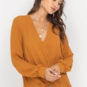 NWT Lush Draped Crossover Blouse Spice